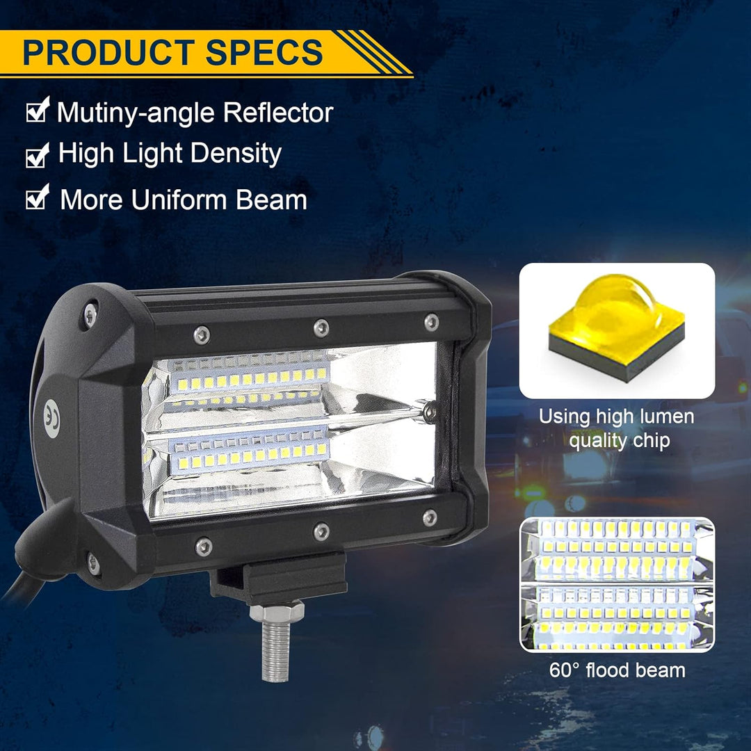 Willpower 2pc LED Scheinwerfer 5‘’ 13cm 72W LED Arbeitsscheinwerfer 12V 24V Zusatzscheinwerfer Auto
