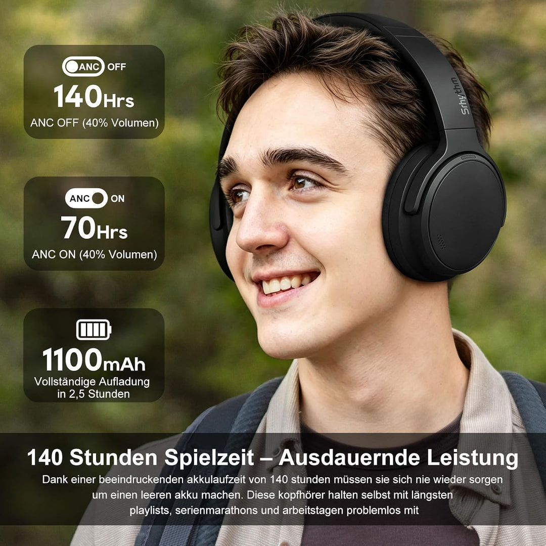 Srhythm NiceComfort 35 (2. Generation) Hybrid-Kopfhörer mit Geräuschunterdrückung, Bluetooth 6.0, 5