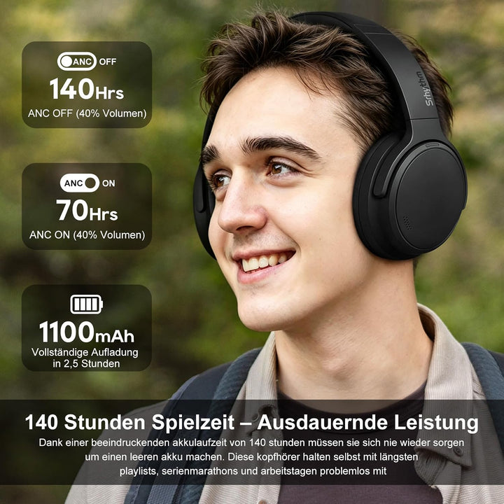 Srhythm NiceComfort 35 (2. Generation) Hybrid-Kopfhörer mit Geräuschunterdrückung, Bluetooth 6.0, 5