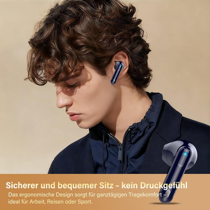 Bluetooth Kopfhörer, Kopfhörer Kabellos Bluetooth 5.4, Hi-Fi Sound in-Ear-Kopfhörer mit ENC Noise Ca