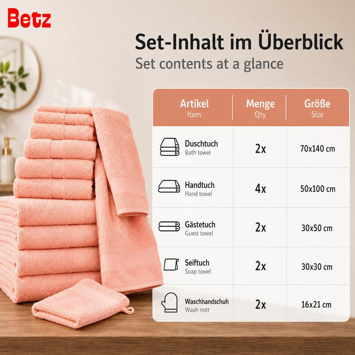 Betz 12-TLG. Handtuch-Set Palermo 100% Baumwolle 2 Liegetücher 4 Handtücher 2 Gästetücher 2 Seiftüch