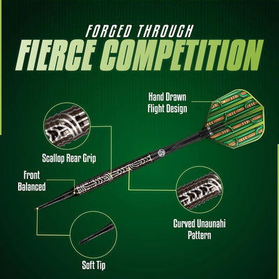 Shot Soft Darts Warrior Rutene 90% Tungsten Softtip Darts Softdart Dartpfeile Set mit Schäften und F