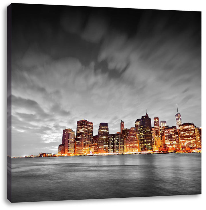 Pixxprint Skyline von New York bei Nacht als Leinwandbild/Grösse: 70x70 cm/Wandbild/Kunstdruck/ferti