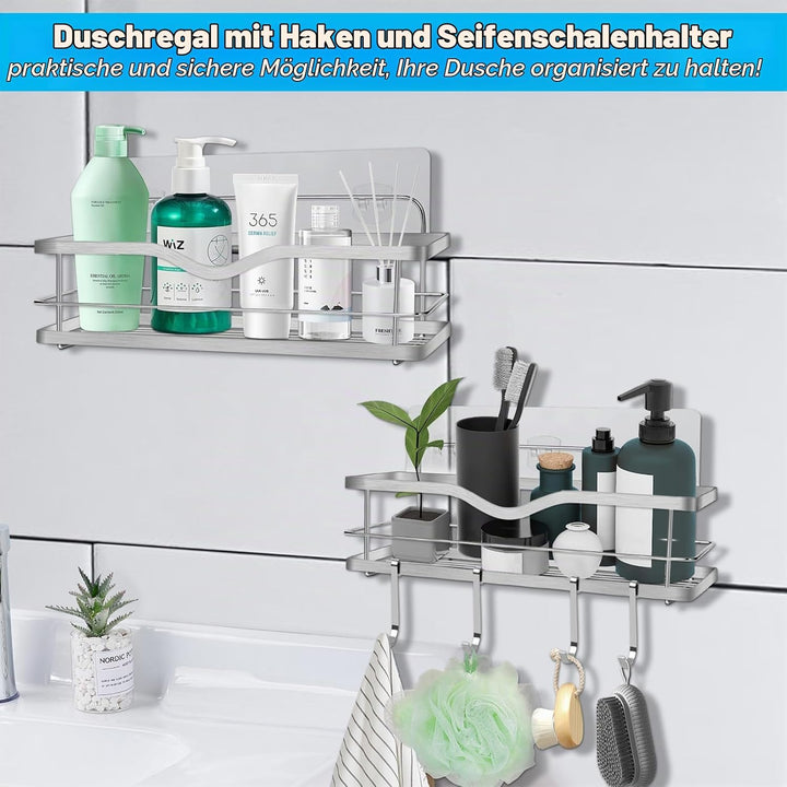 Duschkorb Duschablage Edelstahl Ohne Bohren: 2 Pack Dusche Ablage Shampoo Halterung Badezimmer Regal