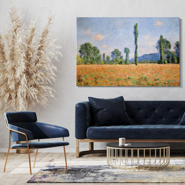 Printed Paintings Leinwand (120x80cm): Claude Monet - Mohnfeld Giverny 120x80 cm, 120x80 cm