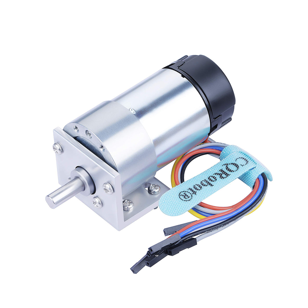 CQRobot Ocean: 210:1 Metal DC Geared-Down Motor 37Dx72.5L mm 6V/12V with 64 CPR Encoder and Bracket.