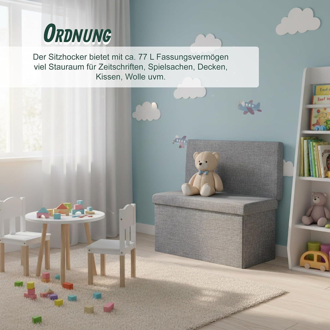 Relaxdays Faltbarer Sitzhocker mit Lehne L HBT 73 x 76 x 38 cm Sitzbank und stabiler Sitzcube als Fu