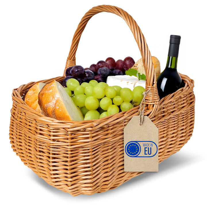 Creative Home Einkaufskorb Weidenkorb mit Henkel Picknickkorb | 36 x 26 x 31 cm (+/- 2 cm) | Handgef