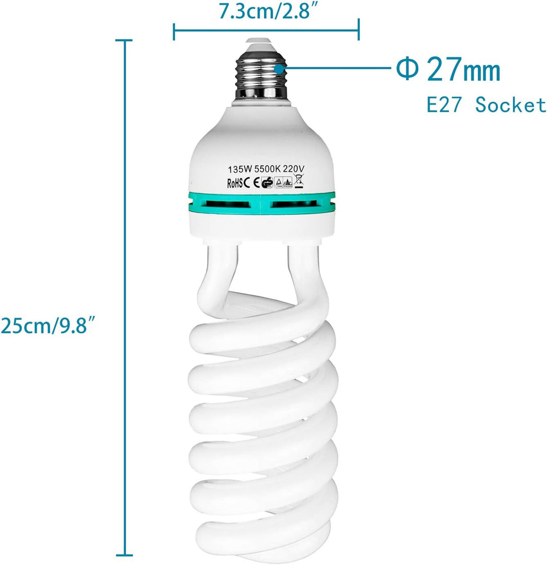 4X 135W 5500K Fotolampe E27 Fotoleuchte CFL, Spiral Tageslichtlampe Studioleuchte Energiesparende Le