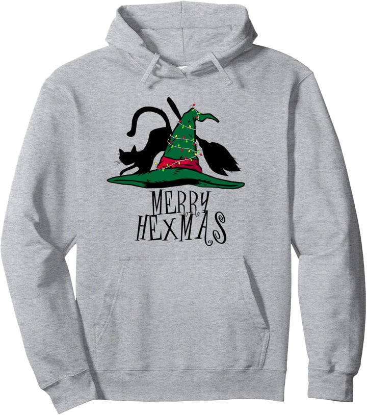 MERRY HEXMAS Hexenhut Besen Katze Okkult Meme Pullover Hoodie