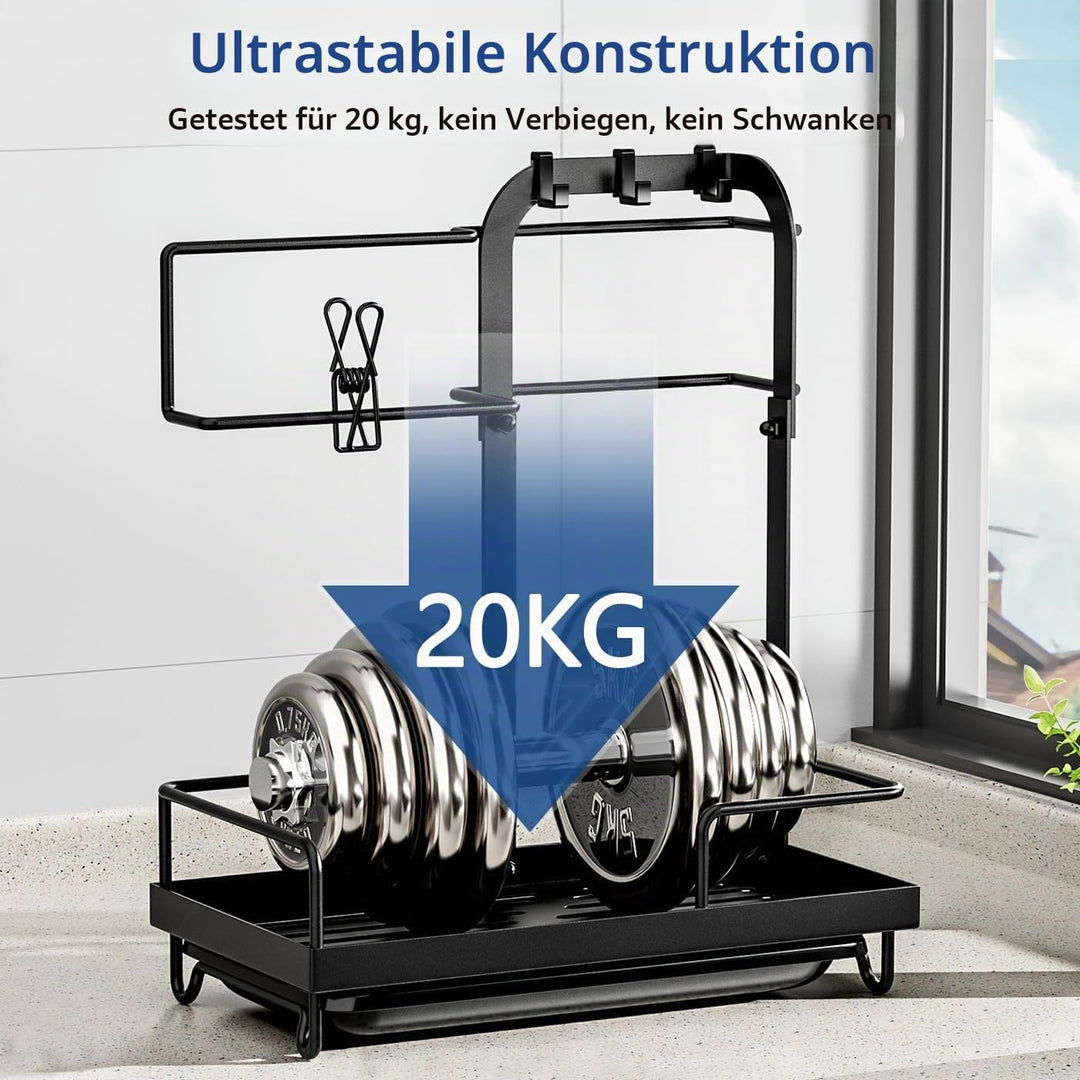 Küchen Spülbecken Organizer, Schwarz Spüle Organizer mit Abflusspfanne, Gross Waschbecken Schwammhal