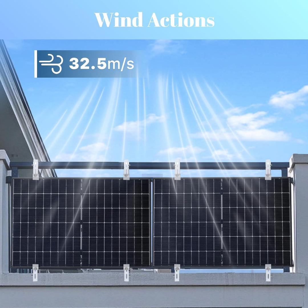 E.For.U® 1 Stück Balkonkraftwerk Halterung Solarmodul Halterung 1300mm, Verstellbar Winkel 10-30°, f