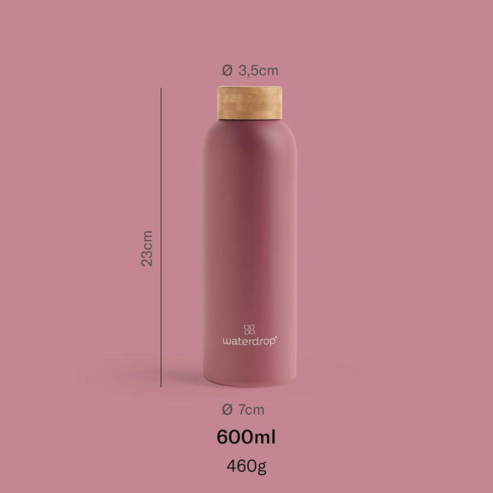 waterdrop® Edelstahl Trinkflasche 600ml - auslaufsichere Trinkflasche Kohlensäure geeignet & BPA fre