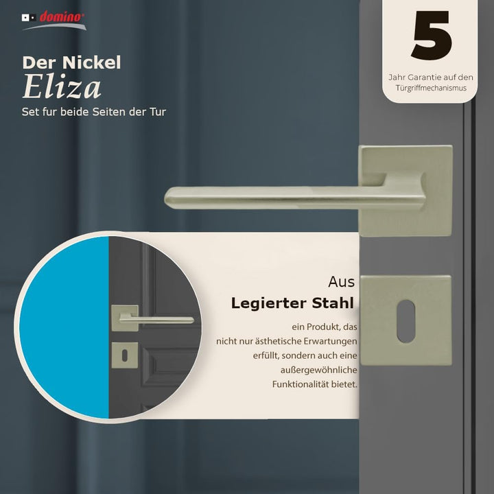 domino Türgriff ELIZA-QR M9 BB-Buntbart Drückergarnitur für Zimmertüren Türdrücker-Set Rosetten-Garn