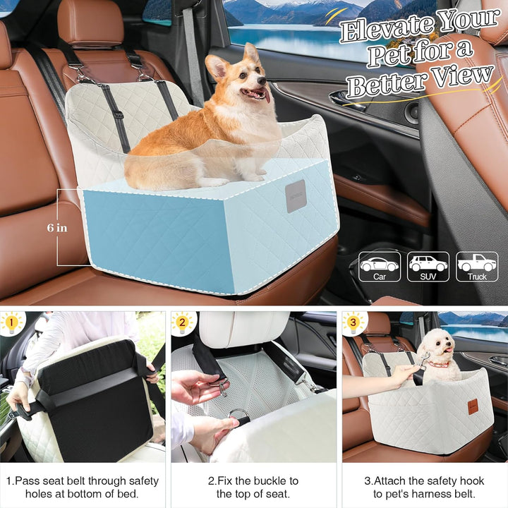 Hunde Autositz für kleine bis mittlere Hunde, Waschbarer hundesitz Auto mit Aufbewahrungstaschen, An