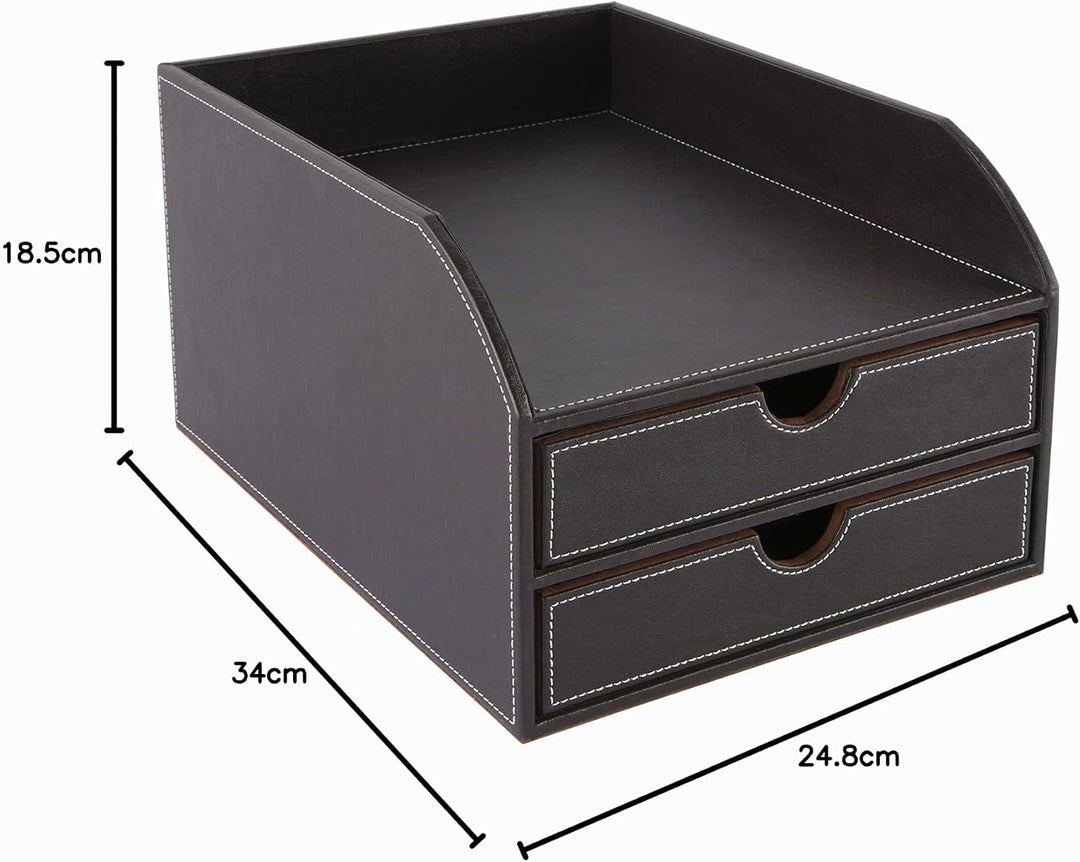 Osco Faux Leather 2 Tier Sorter with Letter Tray - Brown Single, Single