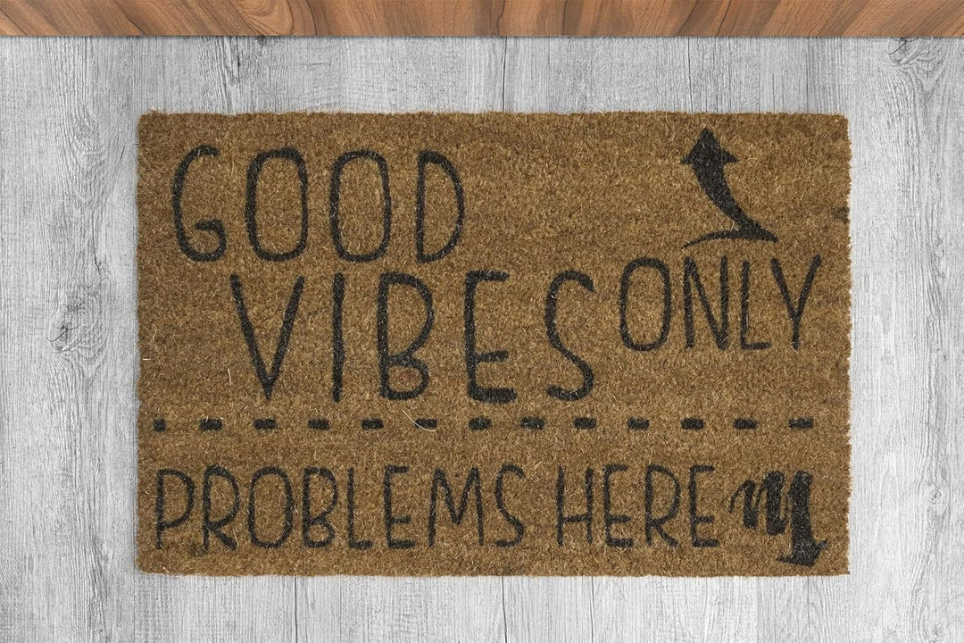 KOKO DOORMATS Kokos Fussmatte aussen mit Anti-Rutsch PVC | Lustige Türmatte Good Vibes Only | Umwelt