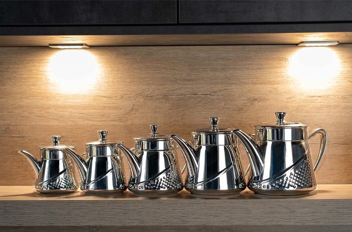 Café Olé Arabica Teekanne, Gehämmert, 24oz, 700ml, 18/10 Edelstahl, Cool Touch Griff und Knopf, Spie