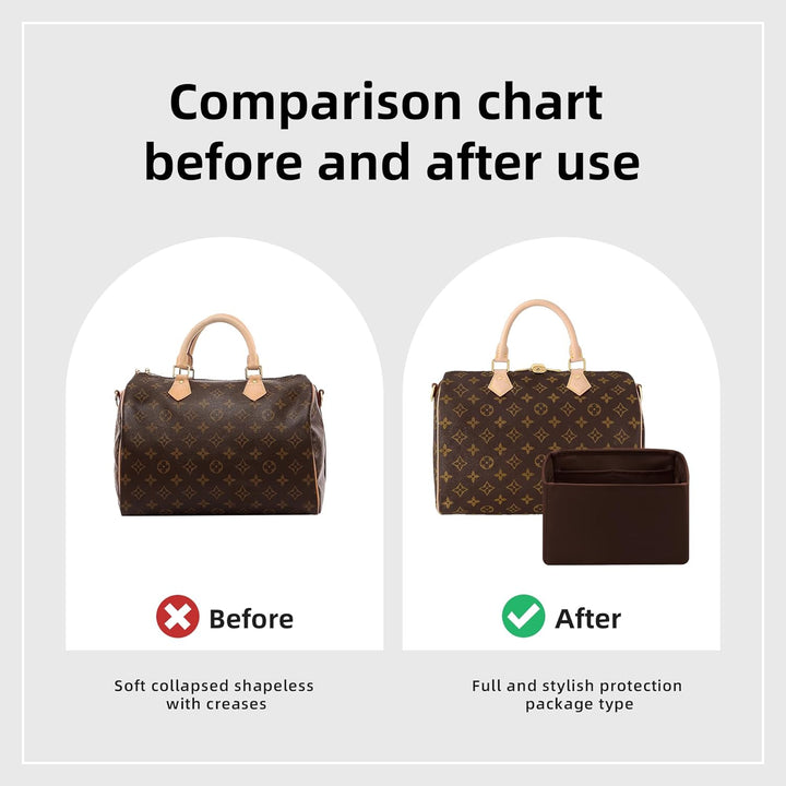 DGAZ Handtaschen Organizer Einsatz, Seide Handtaschenorganisator für LV Speedy Nano/20/25/30/35/40/4