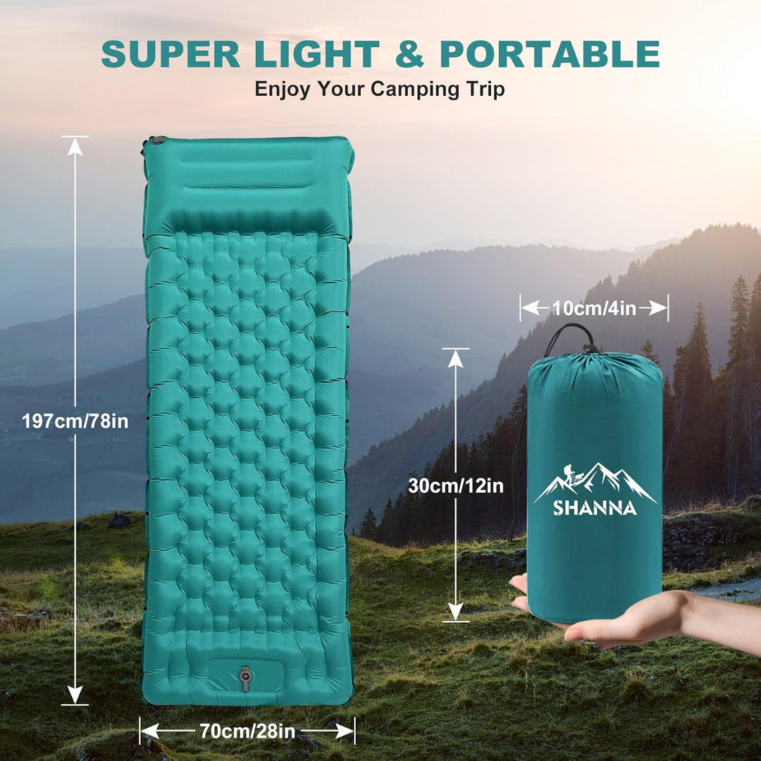 SHANNA Isomatte Outdoor Camping Luftmatratze: Extra Dick 12cm Ultraleicht Aufblasbare Schlafmatte mi