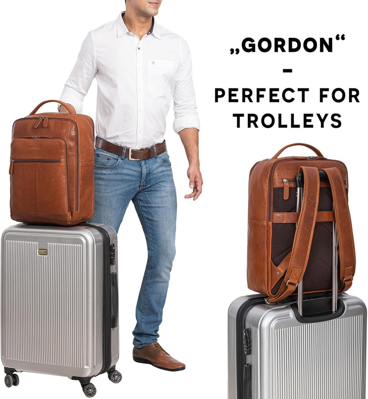 STILORD 'Gordon' Rucksack Leder Herren und Damen Messenger Rucksack Laptop 17 Zoll Lederrucksack Dam