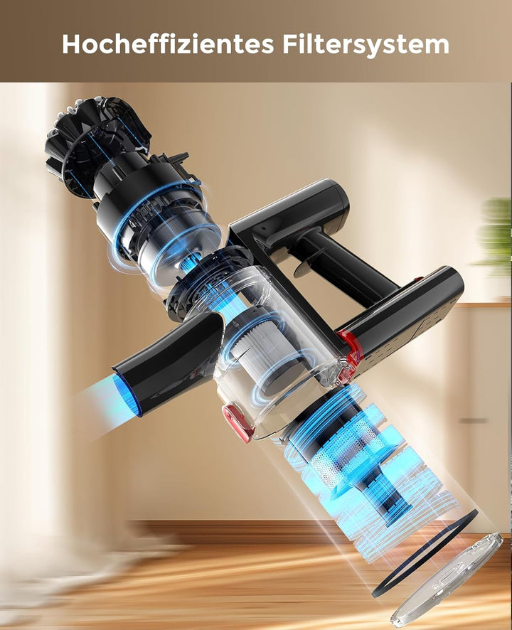 VACTechPro 40KPa Akku Staubsauger kabellos,Kabelloser Staubsauger mit abnehmbarem Akku,bis zu 40min