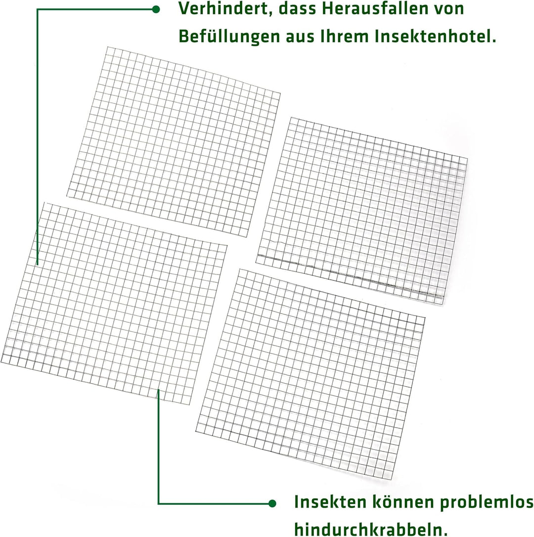 GARDIGO® Drahtgitter- 4 Stück | Insektenhotel Füllmaterial | Nisthilfe für Insektenhaus, Bienenhotel