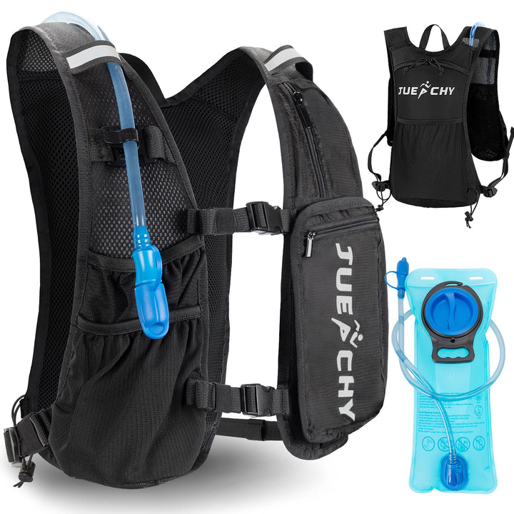 Jueachy Skirucksack Ultraleicht Trinkrucksack mit 2L Trinkblase: Laufvest Herren Damen Hydration Pac