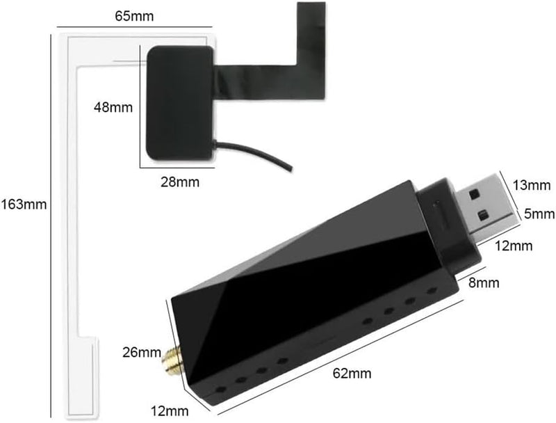 Auto DAB/DAB+ Dongle USB Adapter mit Autoscheibenantenne, Universal für Android Autoradio Player, mi