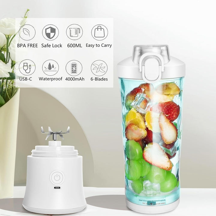 Tragbarer Mixer, USB Wiederaufladbar Kleiner Mixer für Shakes und Smoothies, 6 Klingen Tragbarer Mix