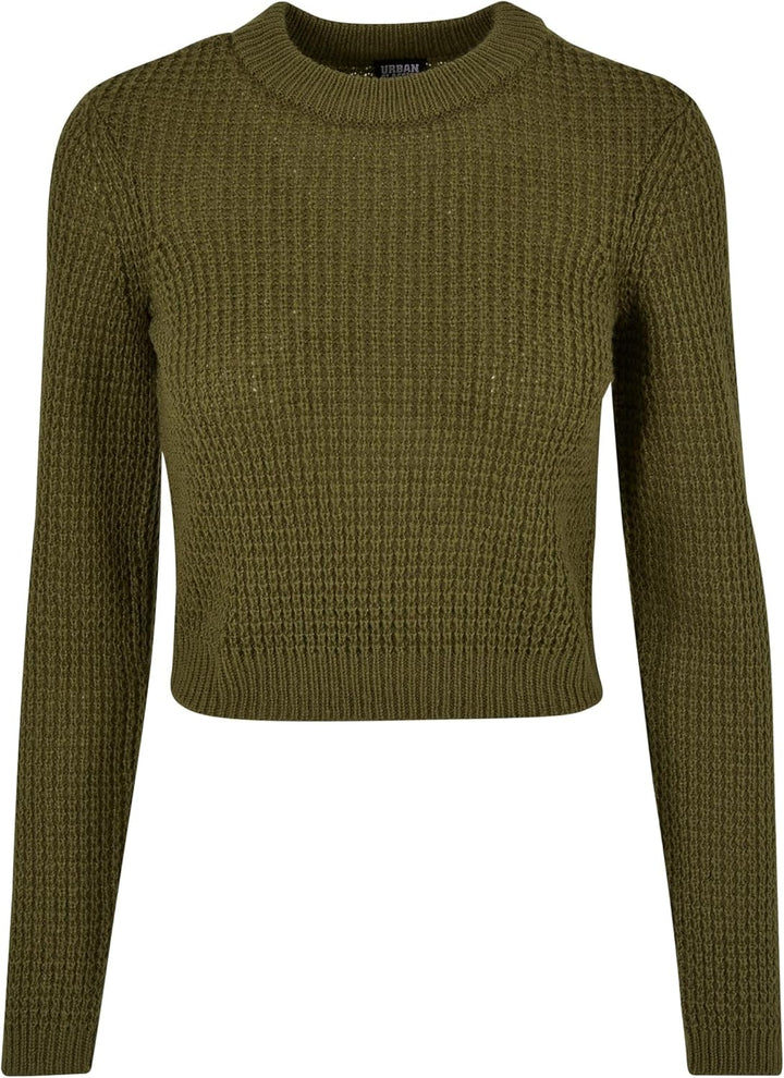 Urban Classics Damen Ladies Short Waffle Sweater XS Summerolive, XS Summerolive