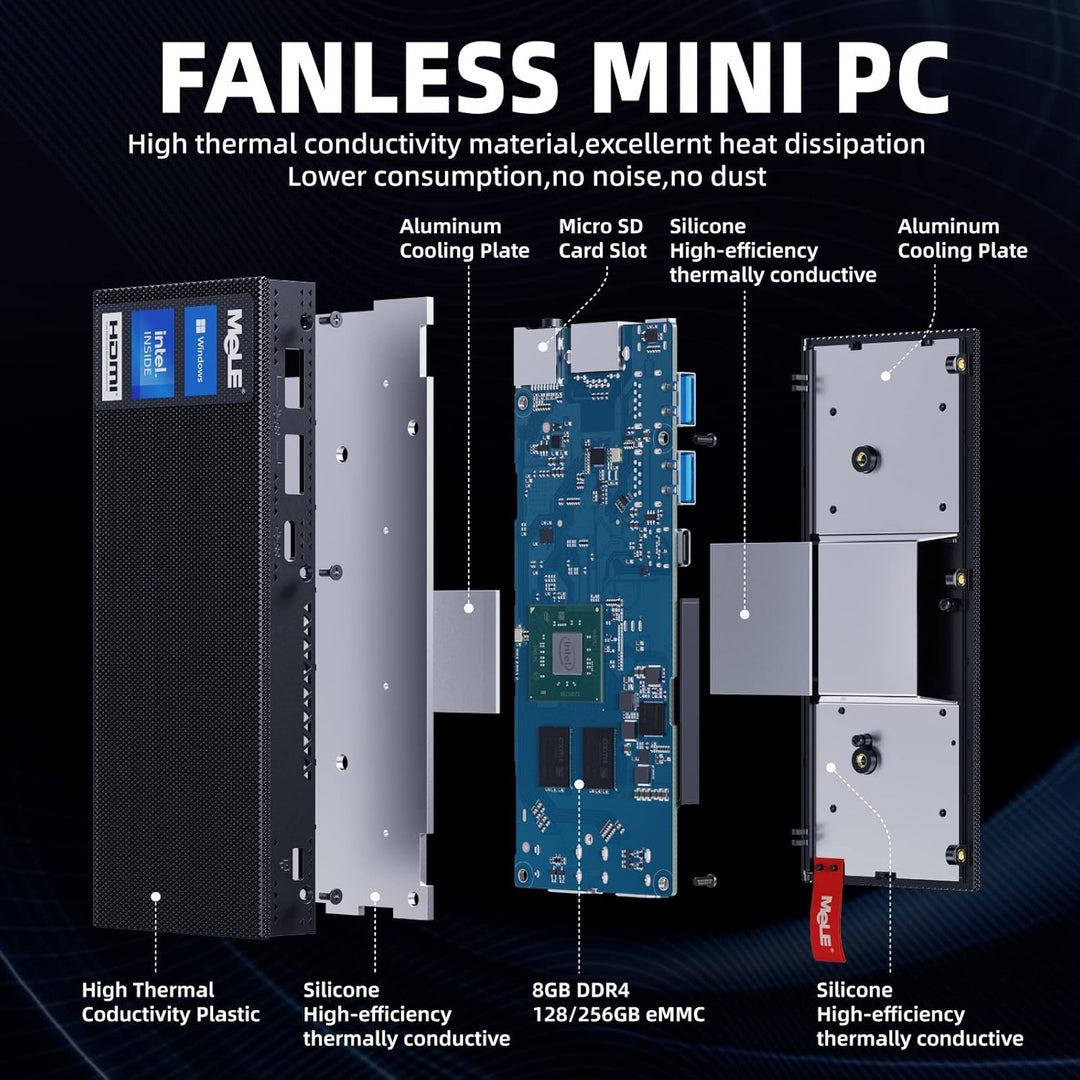 MeLE PCG02 Pro Mini PC Stick Celeron N5105(bis zu 2.9GHz) 8GB 256GB Micro Computer Lüfterloser Klein