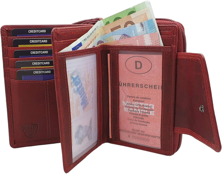 Echt Rindleder Damen Geldbörse / Geldbeutel / Portemonnaie / Geldtasche / Portmonee in Hochformat mi