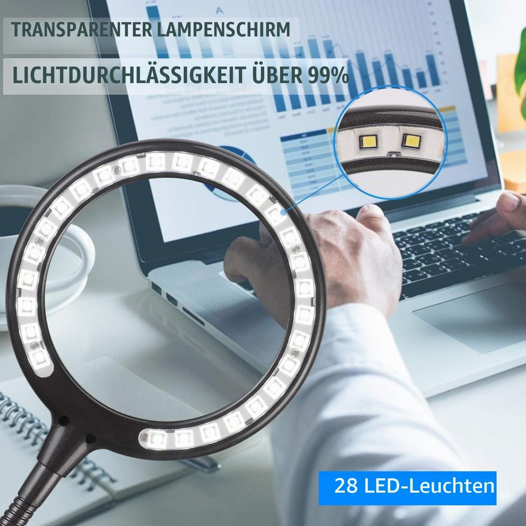 5x Lupe Mit Licht und StäNder, Wiederaufladbare, Dimmbare Led-Lupe, Tischlupe Mit Led-Beleuchtung Fü
