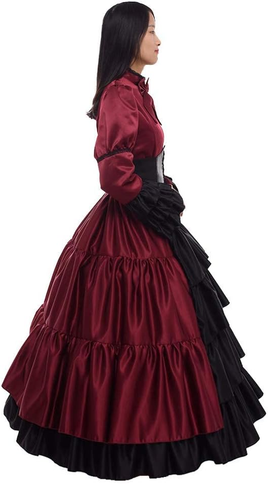 GRACEART Frauen mittelalterlichen viktorianischen Kostüm Vintage Rüschen Fancy Dress mit Krinoline u