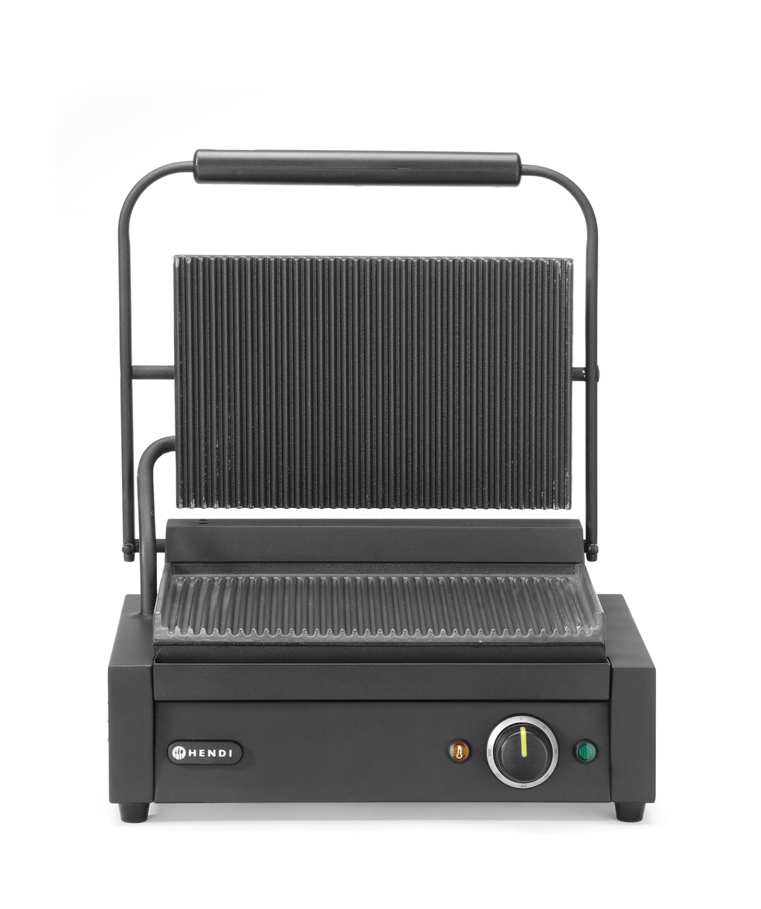 HENDI Kontaktgrill, Panini, gerillte Ausführung, inkl. Grillreinigungsbürste, Temperatur bis 300°C r