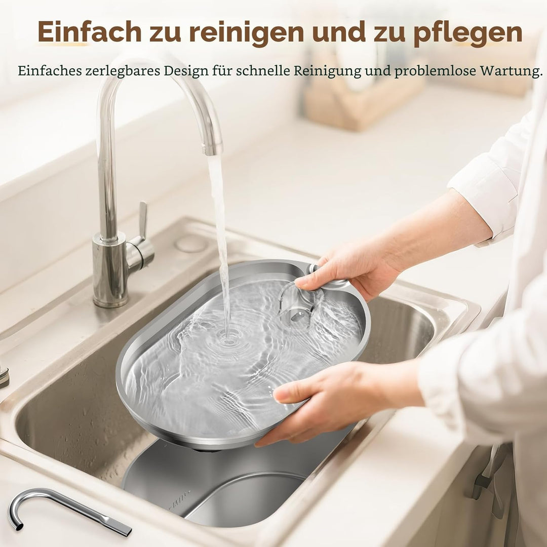 MeowFlow B30 Trinkbrunnen für Katzen, 2,2L Edelstahl-Haustierbrunnen mit sichtbarem Wasserfenster, e