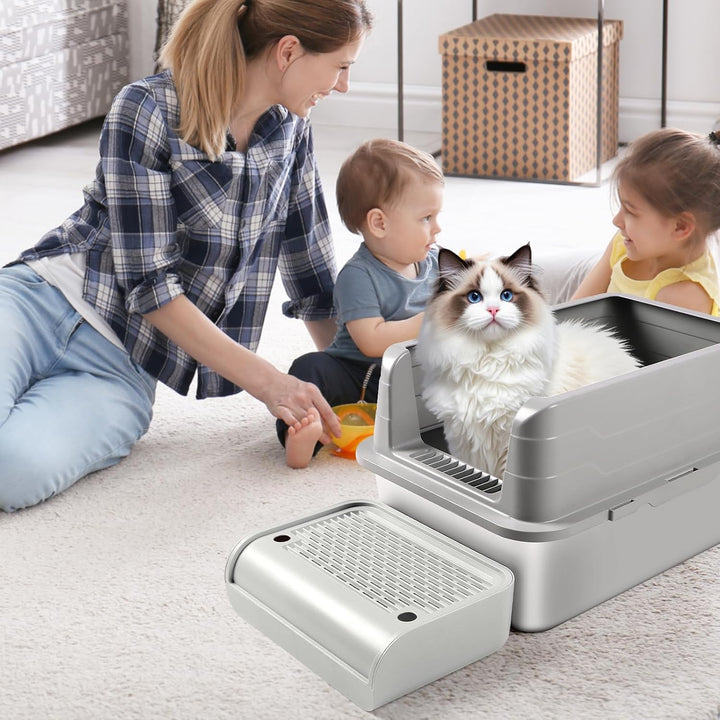 Kalolary Katzenrampe für Katzentoiletten, Katzen Trethocker mit Filterfunktion Leicht Reinigen Haust