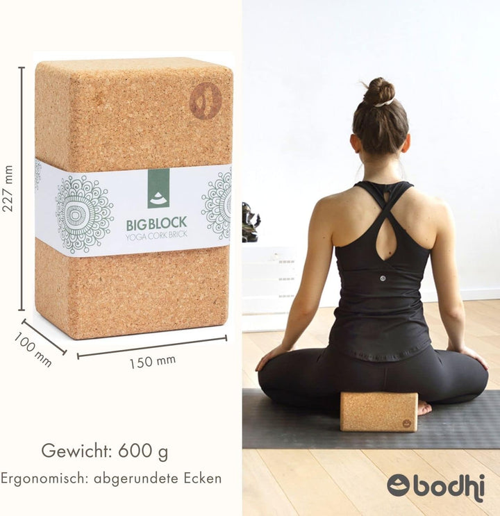 Bodhi Yoga Block Kork Brick | Einzeln & als Set | 100% Naturkork – Universal Yogaklotz | Umweltfreun
