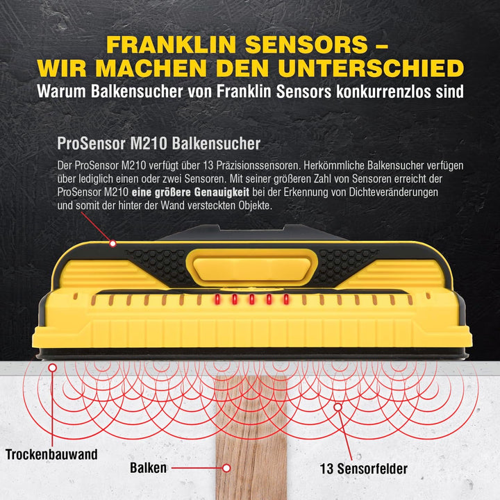Franklin Sensors ProSensor M210 Professioneller Balkenfinder mit 13-Sensoren für höchste Genauigkeit