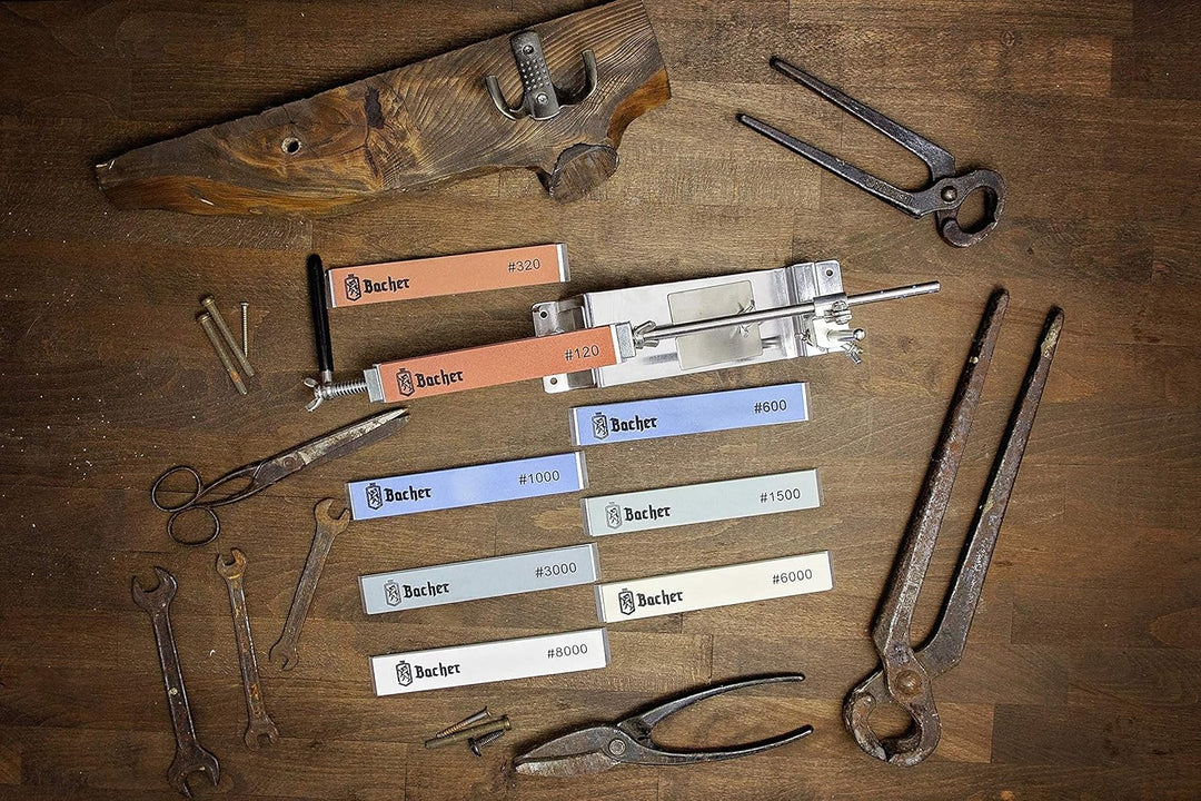 Bacher Messerschärf-System Abziehleder – Set 2X Streichriemen + 4X Abziehpaste – für Fixed Angle-Sch