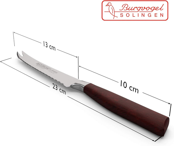 Burgvogel Solingen Natura Line, Tomatenmesser Holzgriff, rot satiniert, geschmiedet, 13 cm, rostfrei