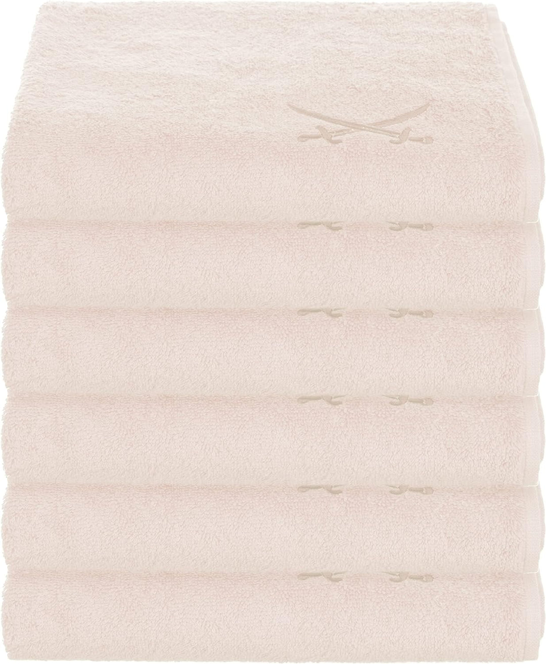 Sansibar Handtuch mit gesticktem Säbel Logo Badtuch 100% Baumwolle 50x100 cm (6er Set, Sand) 6er Set