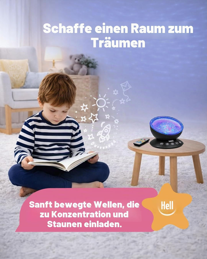 Bright Autism Beruhigende sensorische Meereslampe – Schwarz (schwarz) Nachtlicht-Projektor für Kinde