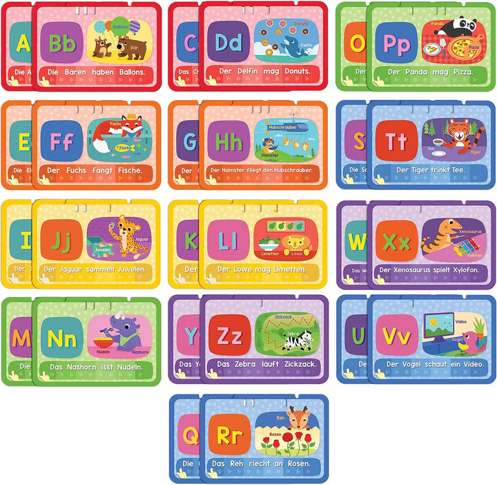 VTech ABC-Lernkartenspass – Lernkartenboard mit bedruckten Buchstabenkarten und Lerninhalten zu den