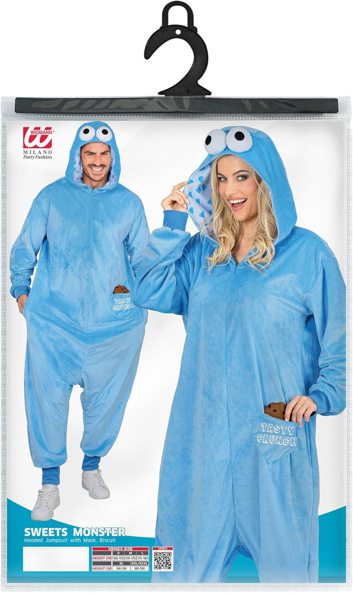 W WIDMANN MILANO Party Fashion - Tier Overall für Erwachsene, weicher Plüsch Jumpsuit mit Kapuze, Ti