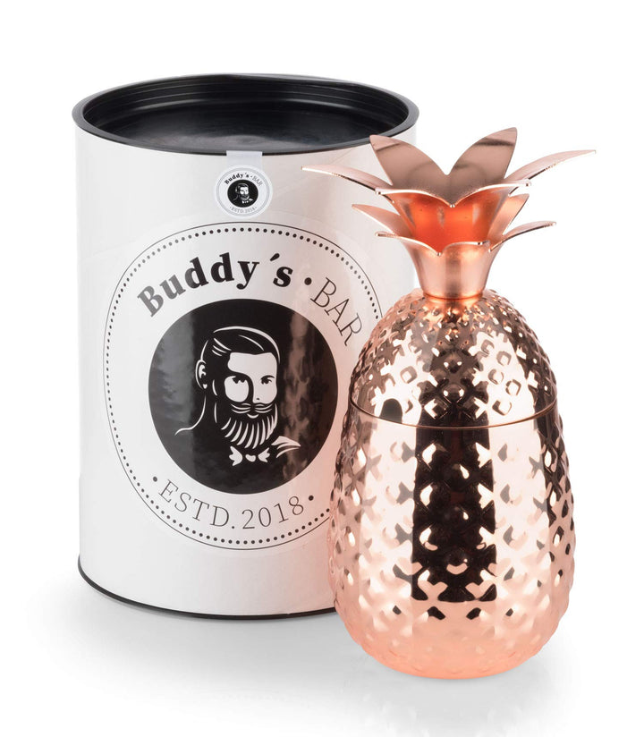 Buddy´s Bar - 1 Ananas Cocktail Becher, 450 ml, Pineapple Mug, hochwertiger Edelstahl-Becher, lebens
