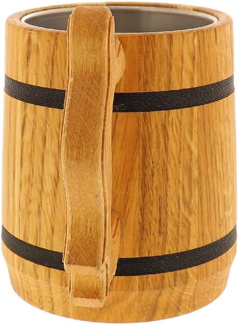 HOFMEISTER® Bierkrug mit Edelstahleinsatz aus Eiche 19,5 cm Bierkrug mit Stahleinsatz 1, Bierkrug mi