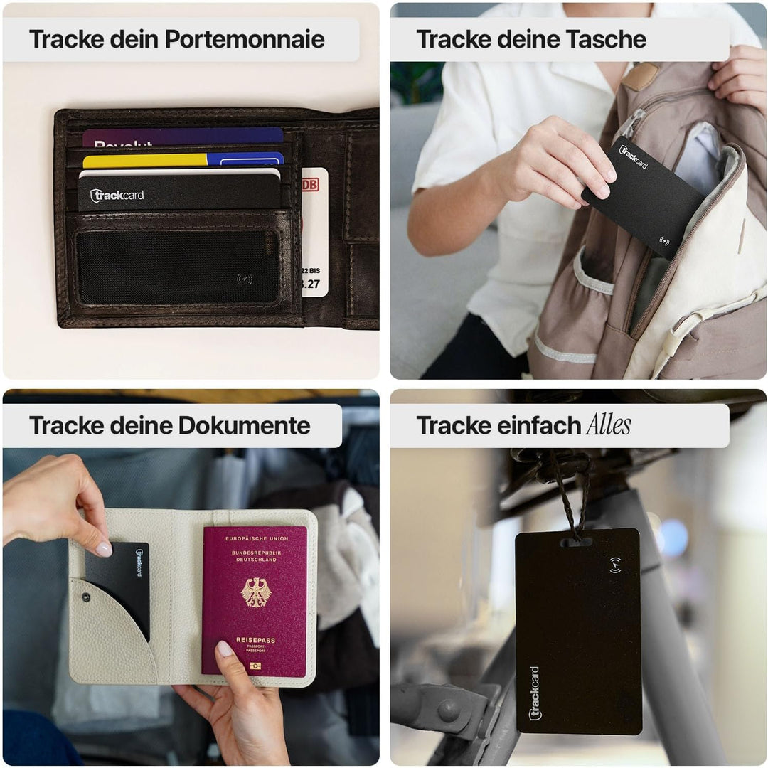TRACKCARD® die Air Tag Karte im Kartenformat für die Brieftasche | Wiederaufladbar, smart & wasserdi