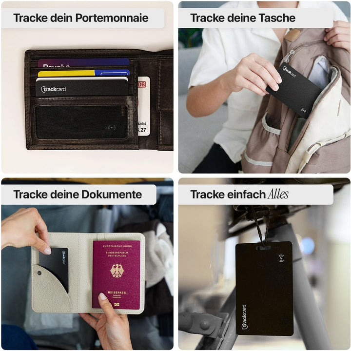 TRACKCARD® die Air Tag Karte im Kartenformat für die Brieftasche | Wiederaufladbar, smart & wasserdi